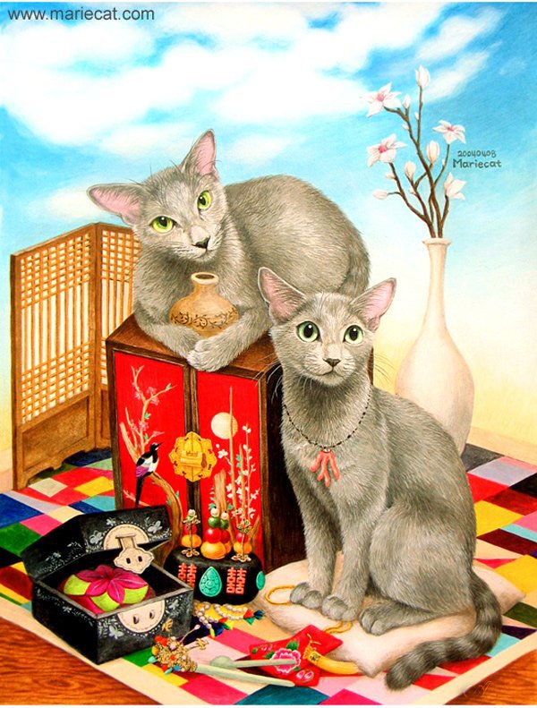 Серия"Кошки корейской художницы"Marie Cat" - животные, коты - оригинал