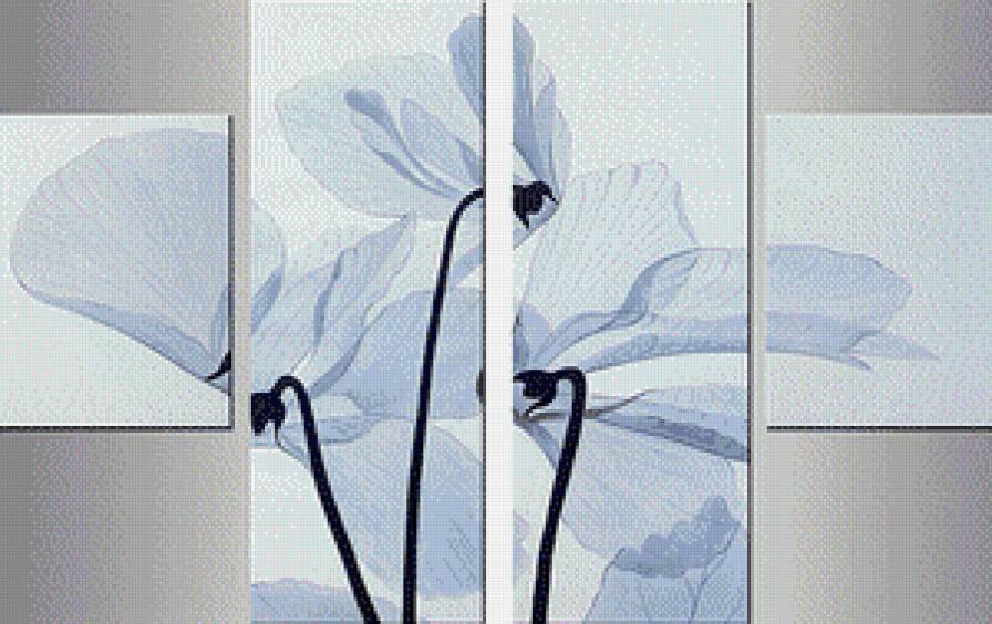 Белый цветок - полиптих - предпросмотр