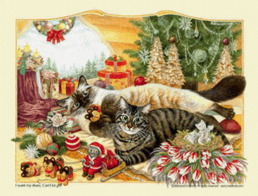 С Рождеством - рождество, кошки, новый год, котята - предпросмотр