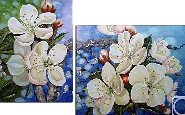 Диптих - яблоня, диптих, цветы - оригинал