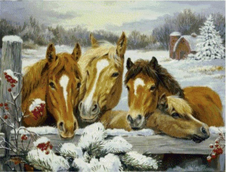 кони - кони, животные, картина, лошади - предпросмотр