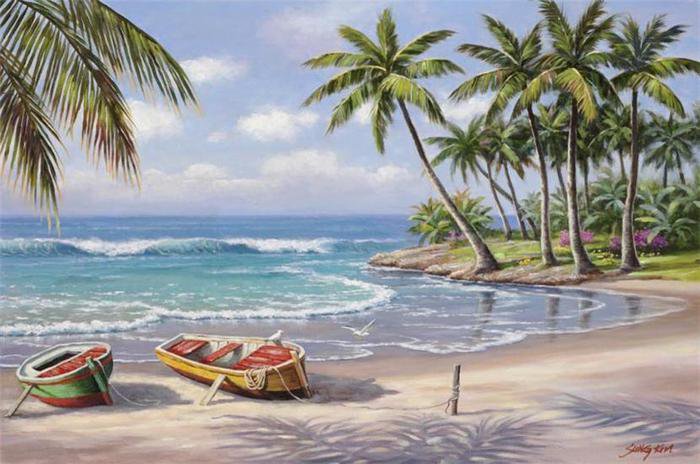 №466983 - море, картина, живопись, лето, пляж - оригинал