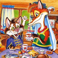 Схема вышивки «кот и лиса»