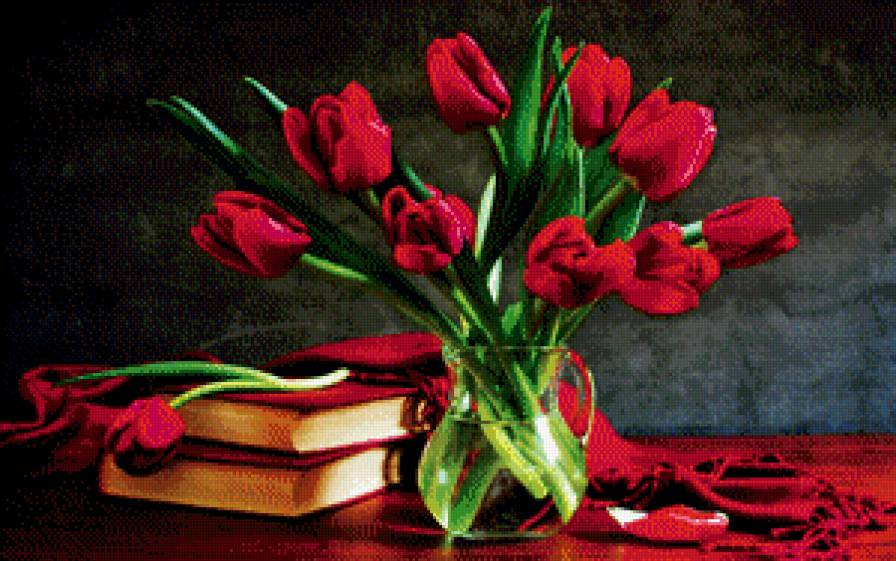 Тюльпаны - натюрморт, тюльпаны, букет - предпросмотр