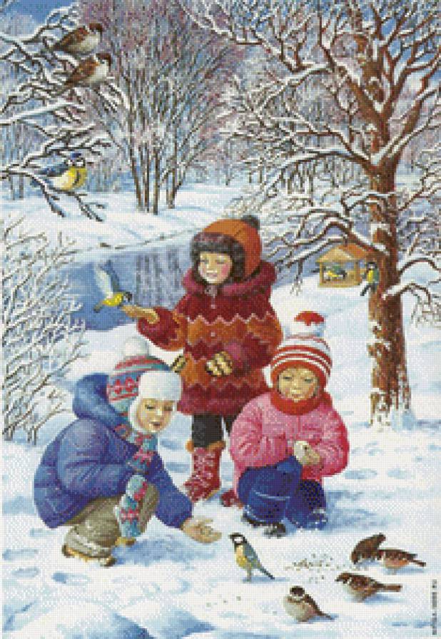 Детство - зима, птицы - предпросмотр