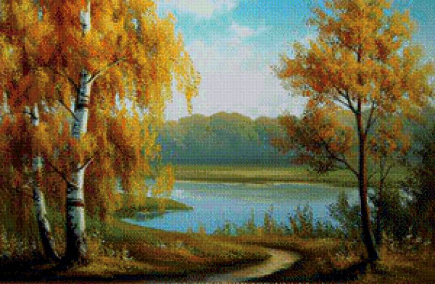 Осень - пейзаж, озеро, лес - предпросмотр