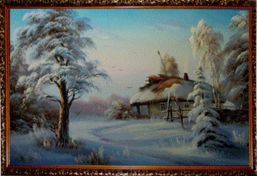 Домик в лесу - деревня, зима.пейзаж, лес, село - предпросмотр