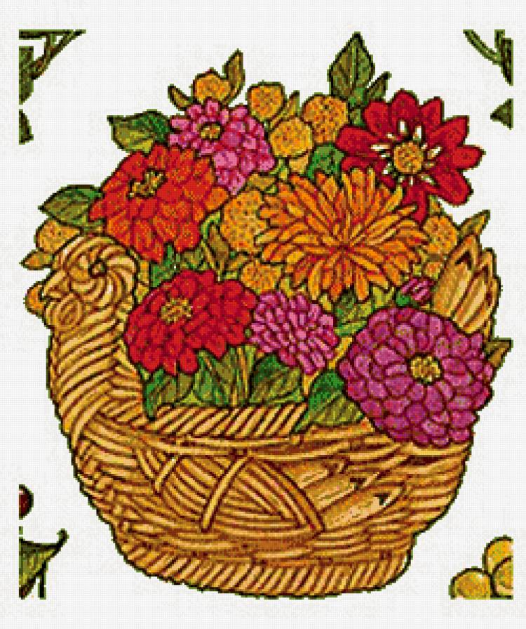 подушка Корзина цветов - скатерть, цветы, узоры, подушка, салфетка - предпросмотр