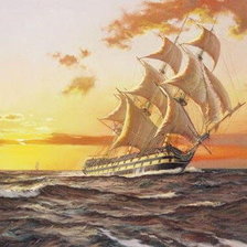 Оригинал схемы вышивки «Корабль на закате» (№467811)