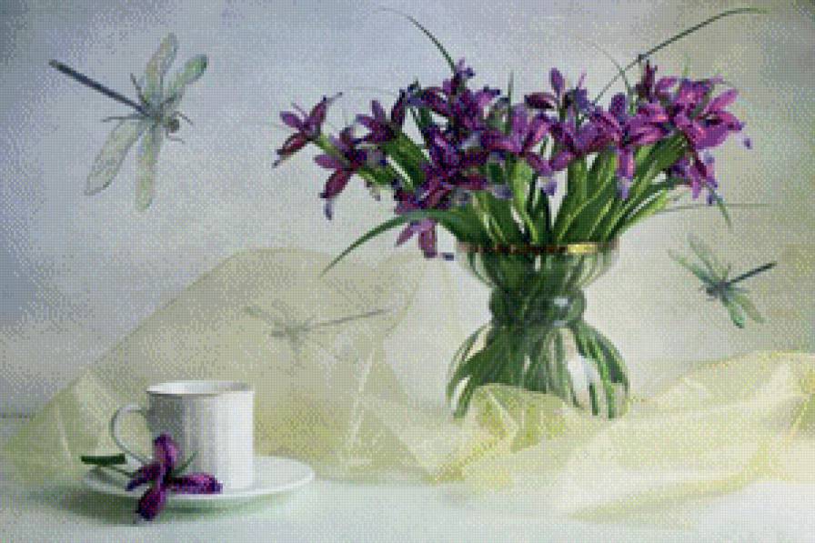 Букет со стрекозами - цветы, букет, стрекоза - предпросмотр