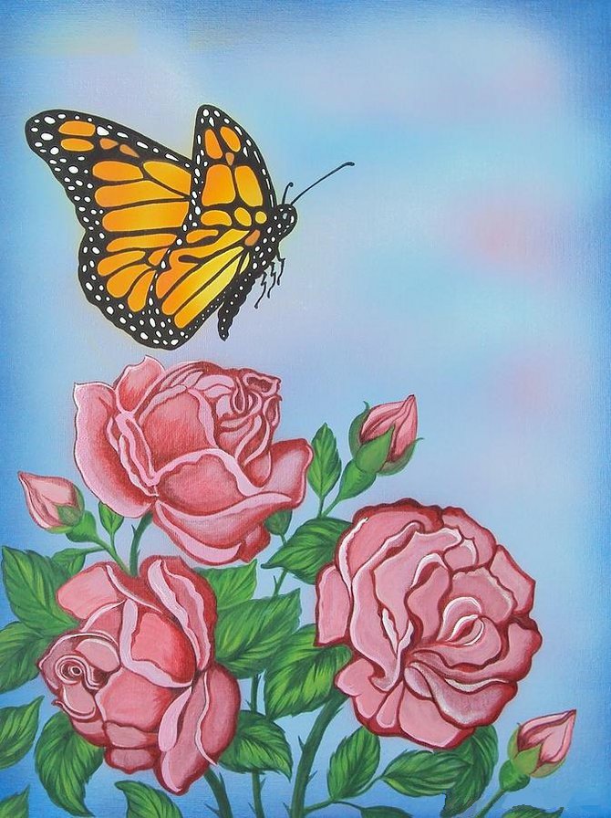 Бабочка - бабочка, розы - оригинал