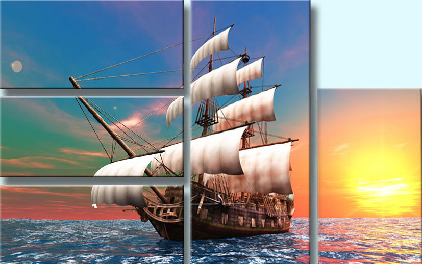 На всех парусах - полиптих - оригинал
