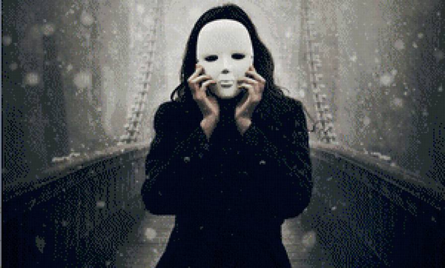 маска - одиночество, маска, черно-белое - предпросмотр