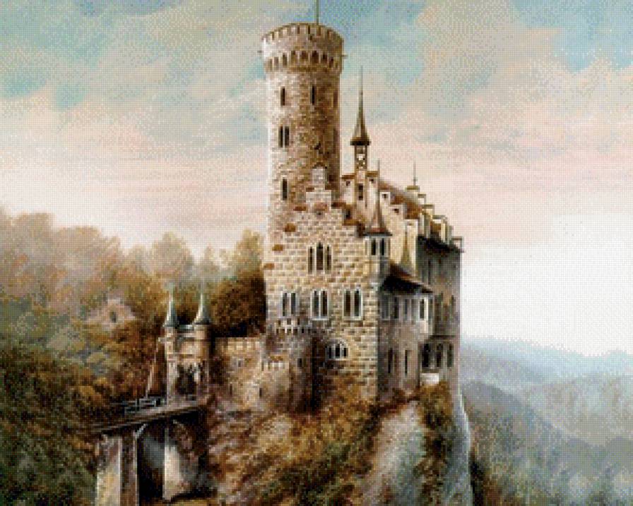 Замок в горах - замок, пейзаж, горы - предпросмотр