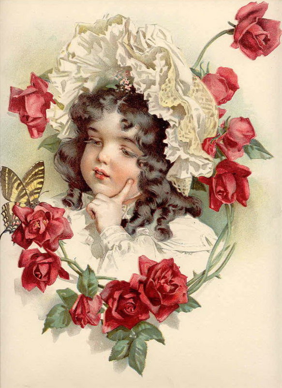 открытка - ретро, дети, девочка - оригинал