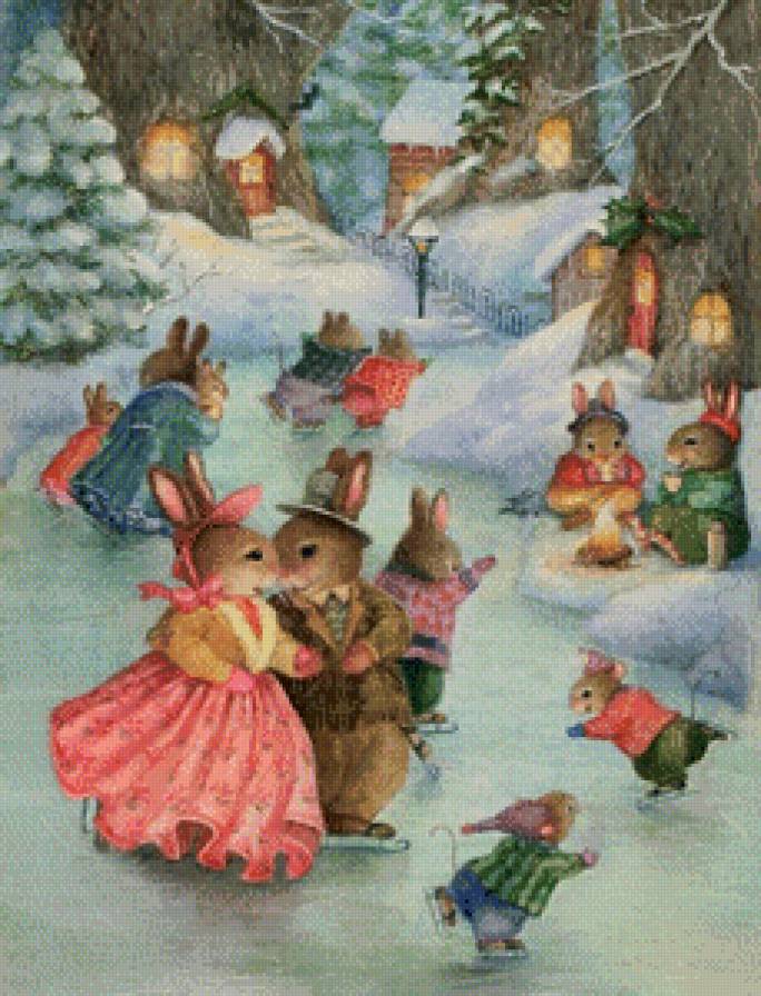 Зайки - зима, зайцы, новый год, сказка, кролики - предпросмотр