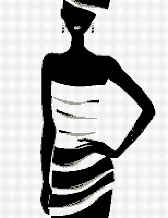 Силуэт - просто, девушка, черно-белые - предпросмотр