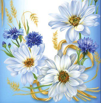 Васильки и ромашки - цветы - оригинал