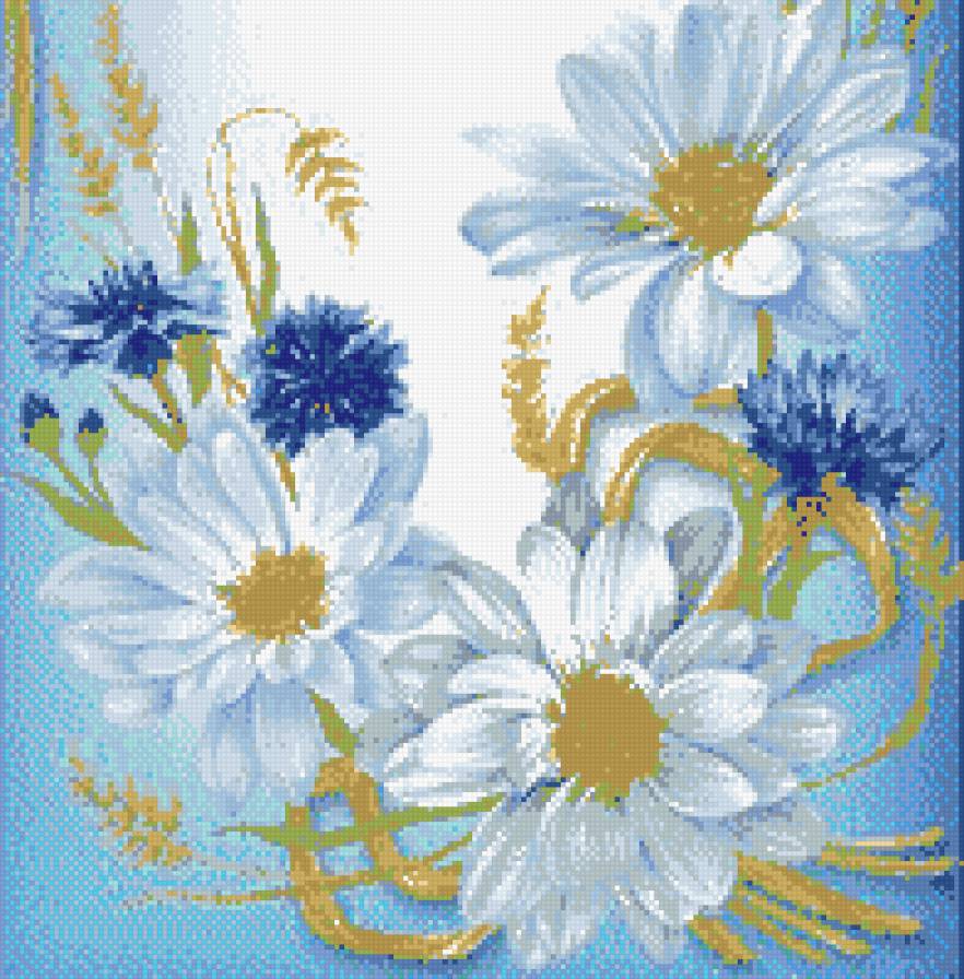 Васильки и ромашки - цветы - предпросмотр