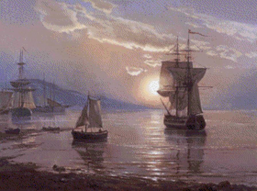 Тихая гавань - тихая гавань, море, парусники, закат, тишина - предпросмотр