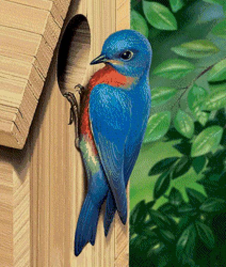 гостья - природа, живопись, дерево, листья, скворечник, птицы - предпросмотр