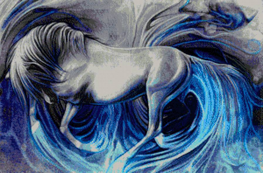 лошадь - конь, животное, живопись, фэнтези - предпросмотр