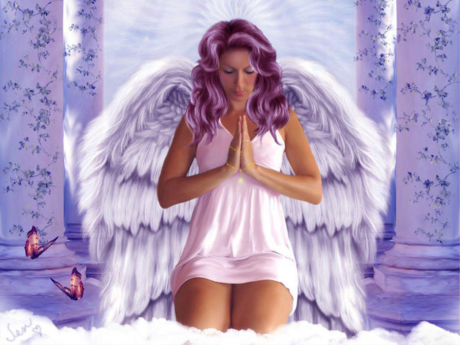молитва ангела - девушка, ангел, молитва - оригинал