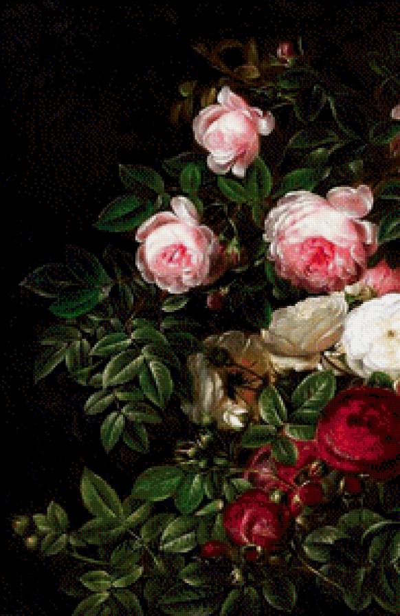 старинная картина часть 1 - роза, куст, цветы, розы, живопись - предпросмотр