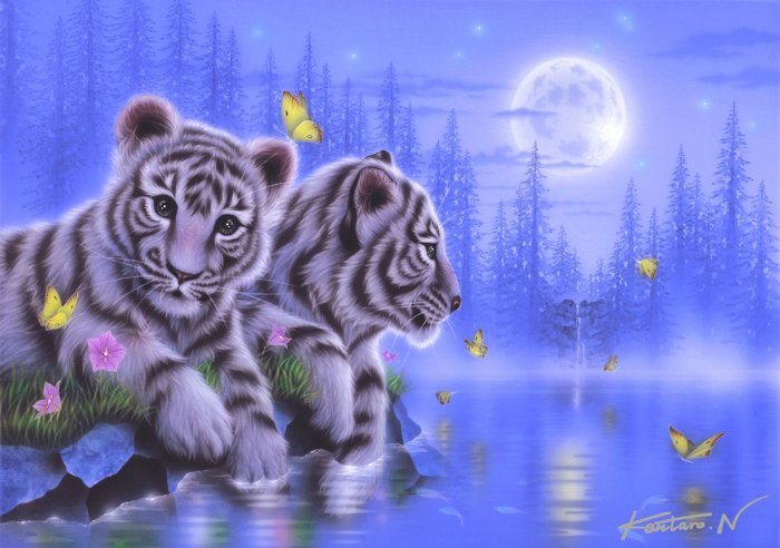 при луне - тигры - оригинал