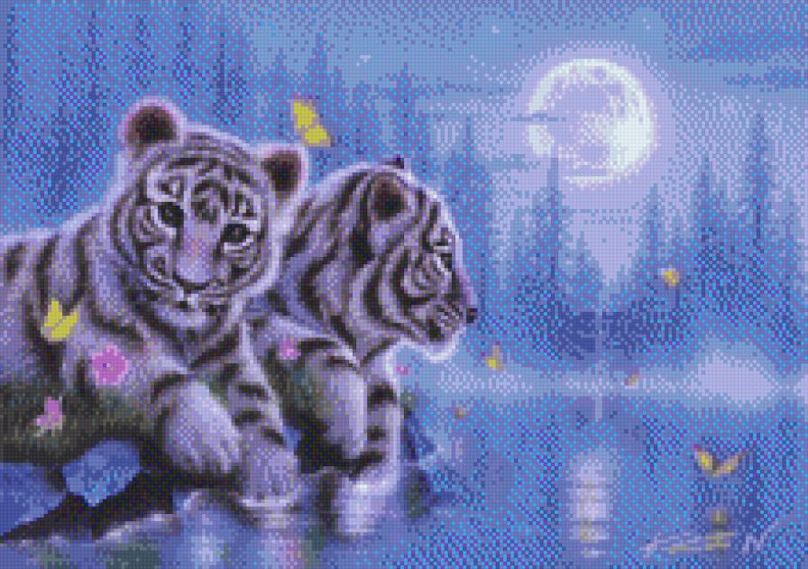 при луне - тигры - предпросмотр