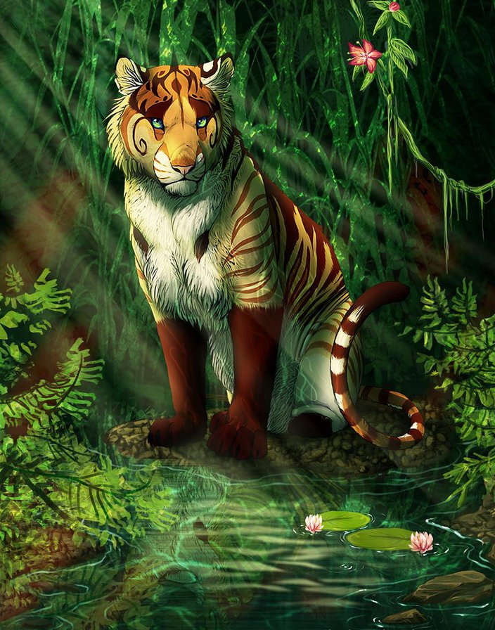 №470234 - природа, кошки, животные, тигр - оригинал