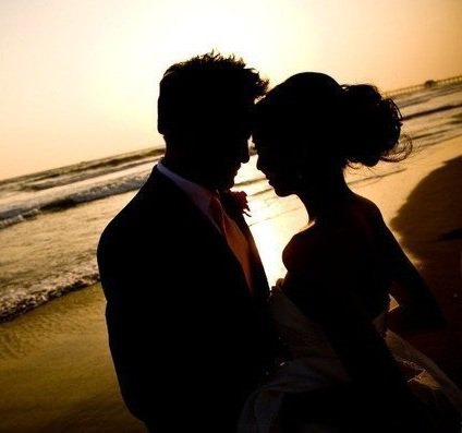 влюбленые - пара, тени, море, свадьба - оригинал