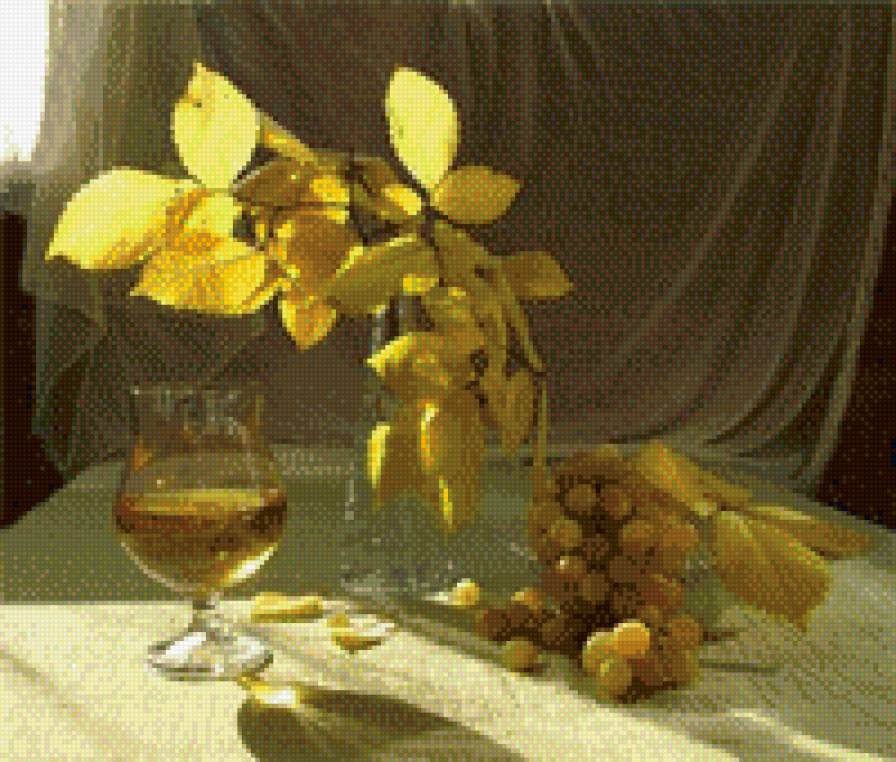 солнечные блики - натюрморт с виноградом - предпросмотр