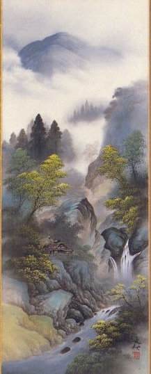 Горная река - восточная живопись - оригинал
