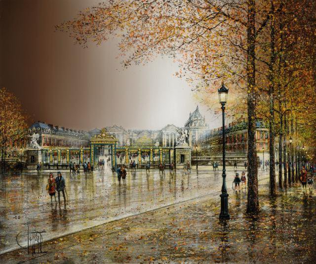 Осенний город - осень, дождь, фанари, города - оригинал