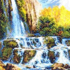 Схема вышивки «пейзаж с водопадом»