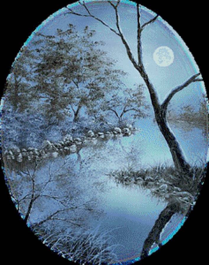 пейзаж - отражение, пейзаж, река, деревья - предпросмотр