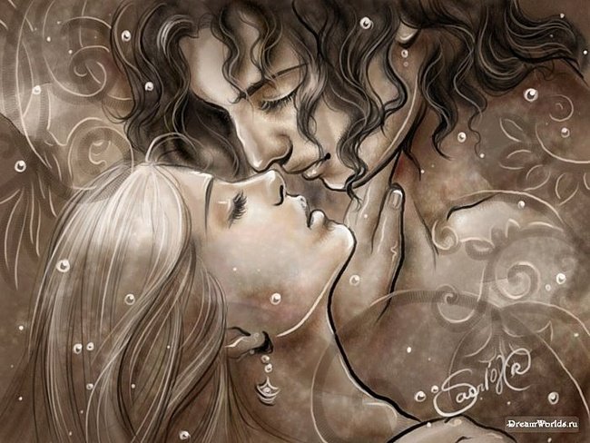 Поцелуй - нежност, пара, влюбленные, любовь - оригинал