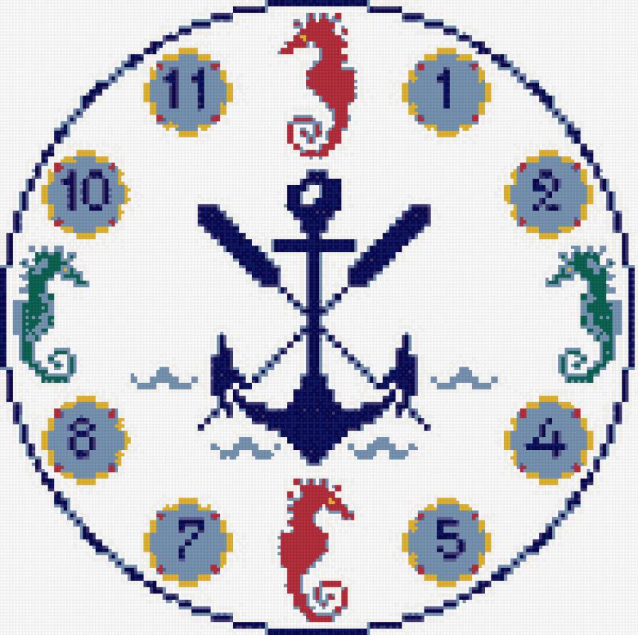 Часы "Якорь" - якорь, часы, морская тема, море - предпросмотр