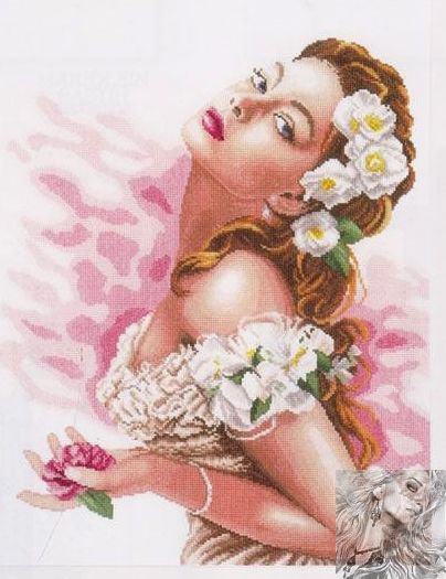 девушка с камелией - , девушка, красота женщины, картина, женщина - оригинал