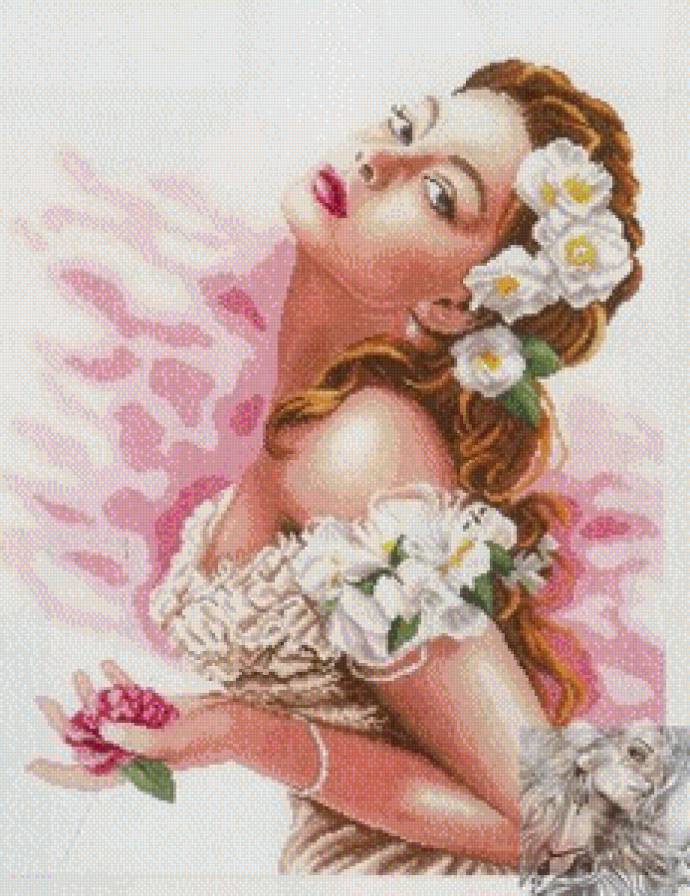 девушка с камелией - красота женщины, женщина, девушка, , картина - предпросмотр