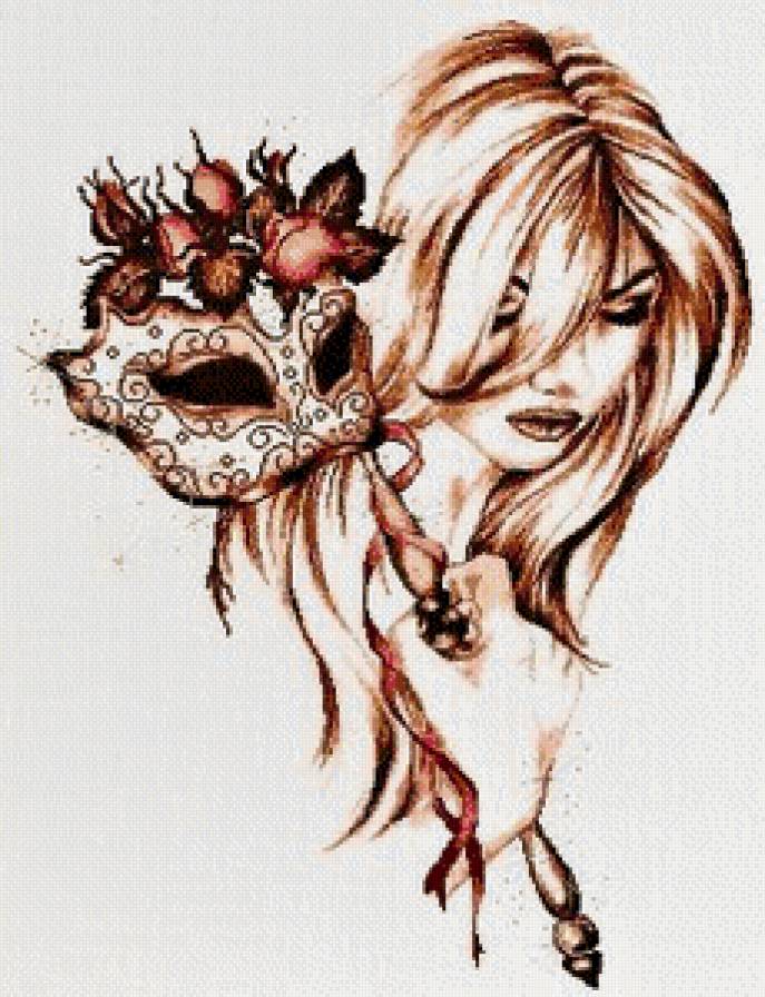 Девушка с маской - девушка, маска - предпросмотр