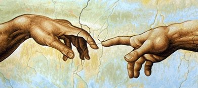 Сотворение Адама - руки - оригинал