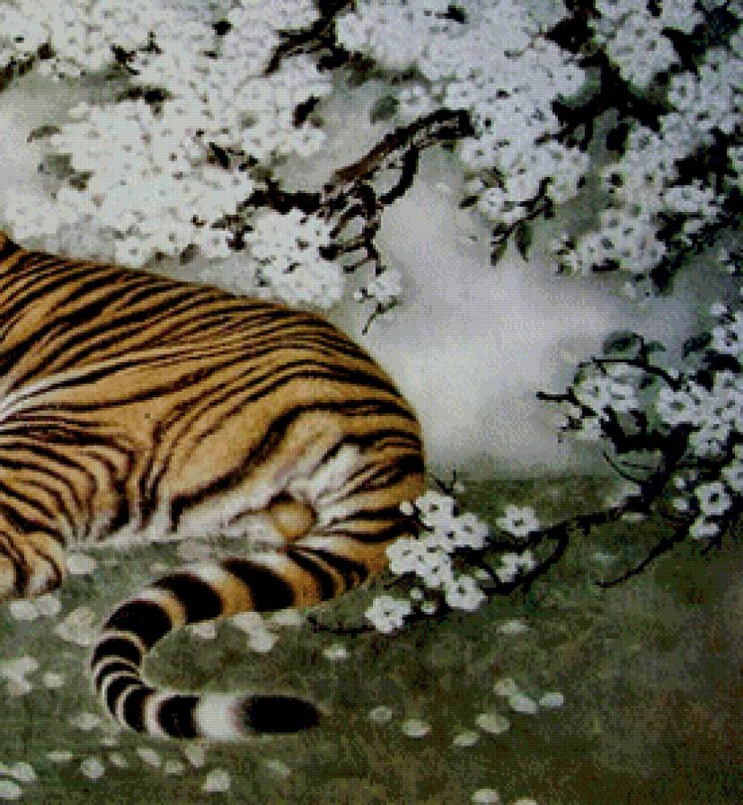 китайская живопись часть 2 - природа, тигр, сакура, хищник - предпросмотр