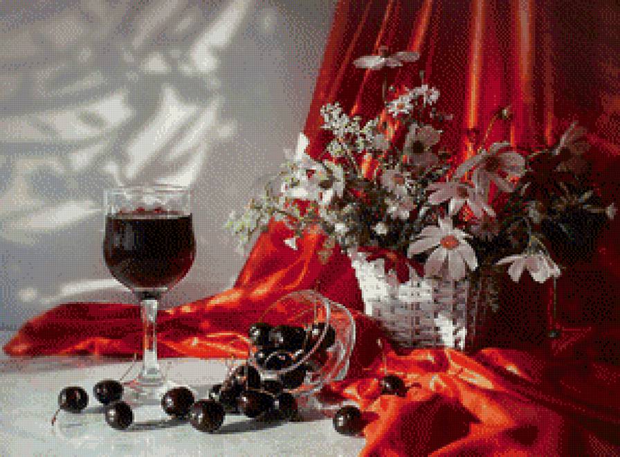 Натюрморт - натюрморт, цветы, ягоды - предпросмотр