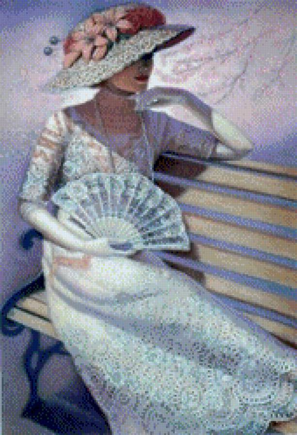 женский образ - живопись, веер, женский образ, шляпка, девушка, люди - предпросмотр