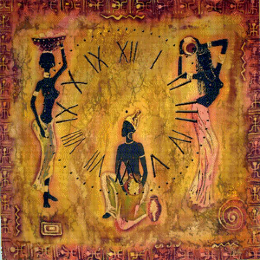 Часы Африканские мотивы - африка - предпросмотр