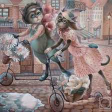 Схема вышивки «коты на самокатах (НС)»