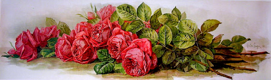 розы - картина, живопись, букет, роза, цветы - оригинал