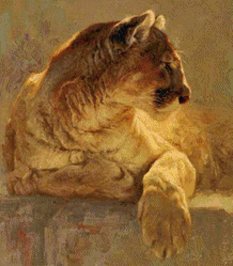 пума - хищник, живопись - предпросмотр